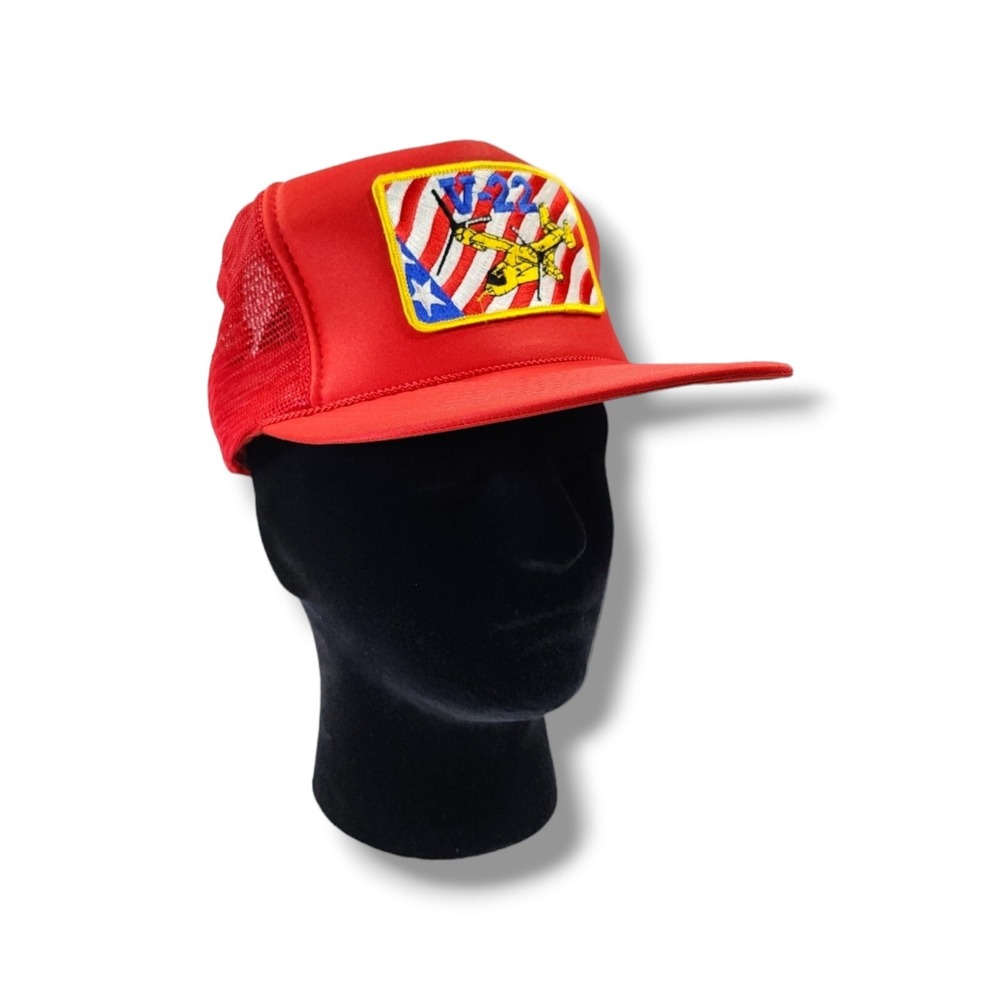 Vintage V-22 Osprey Tiltrotor Red Mesh Trucker Snapback Hat Cap By Nissin Cap‎